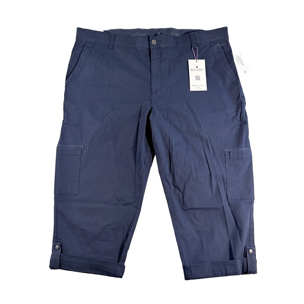 Gloria Vanderbilt Women Cargo Capri Pants Size 18W Midnight Affair Navy Blue